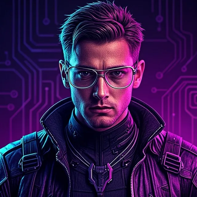 Gaming style AI avatar example with neon lighting