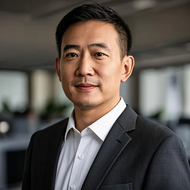 Professional AI headshot example of a man in business attire