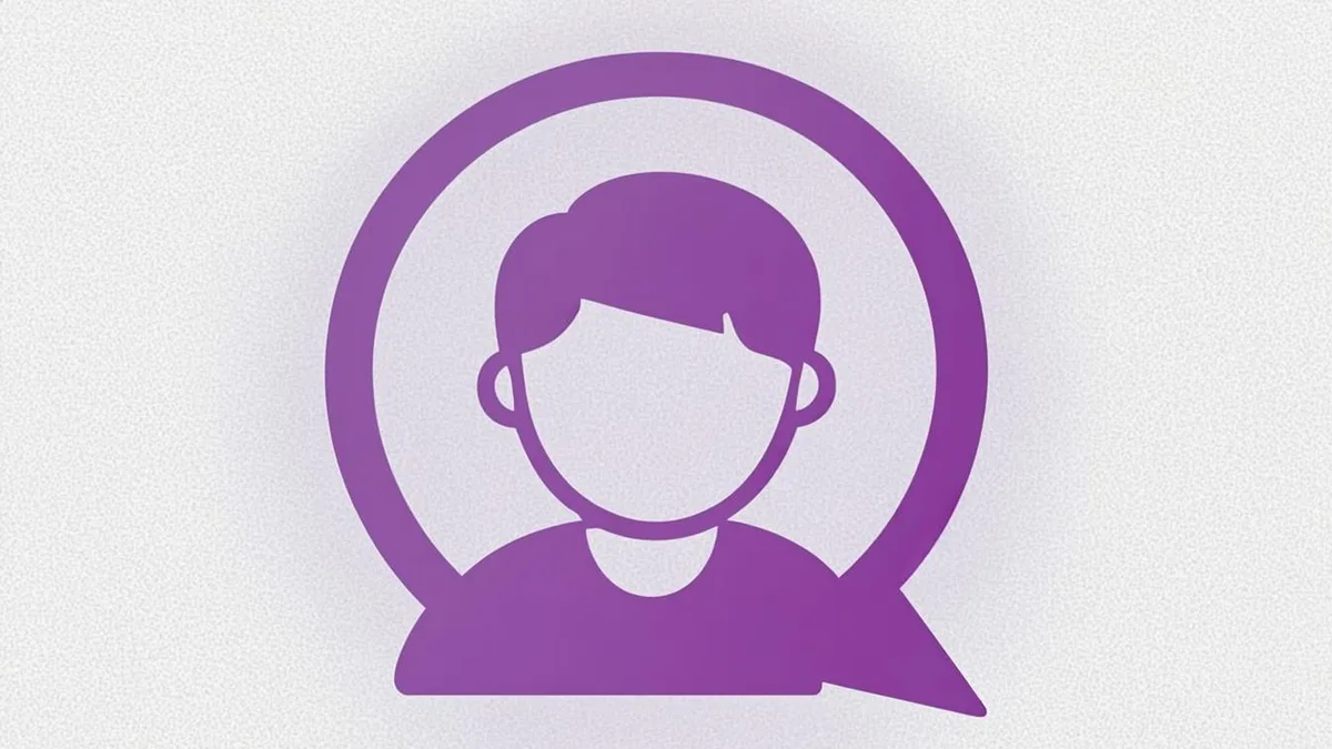 Round chat bubble avatar floating on a gaming adjacent soft gradient background